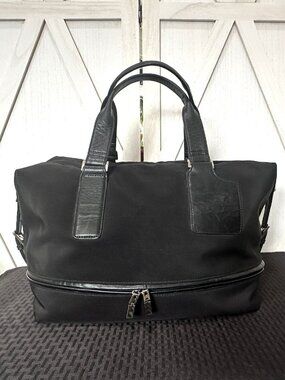 Vintage HOBO International Black Nylon Travel Tote / Weekender Bag